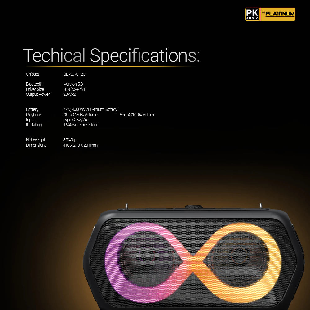 Platinum Karaoke Rover Portable Bluetooth Speaker