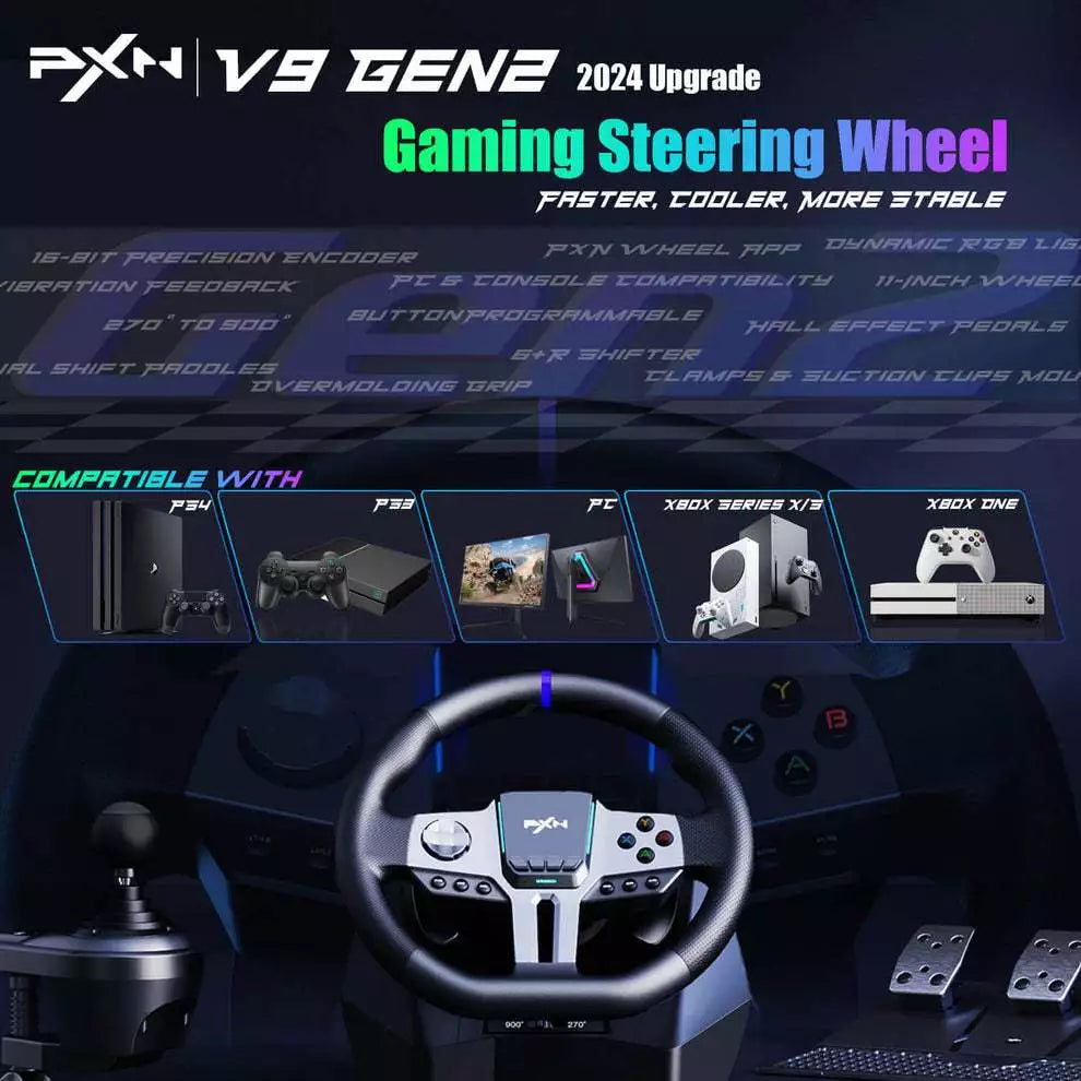 PXN Racing Wheel w/ Pedals PXN-V9 Gen2