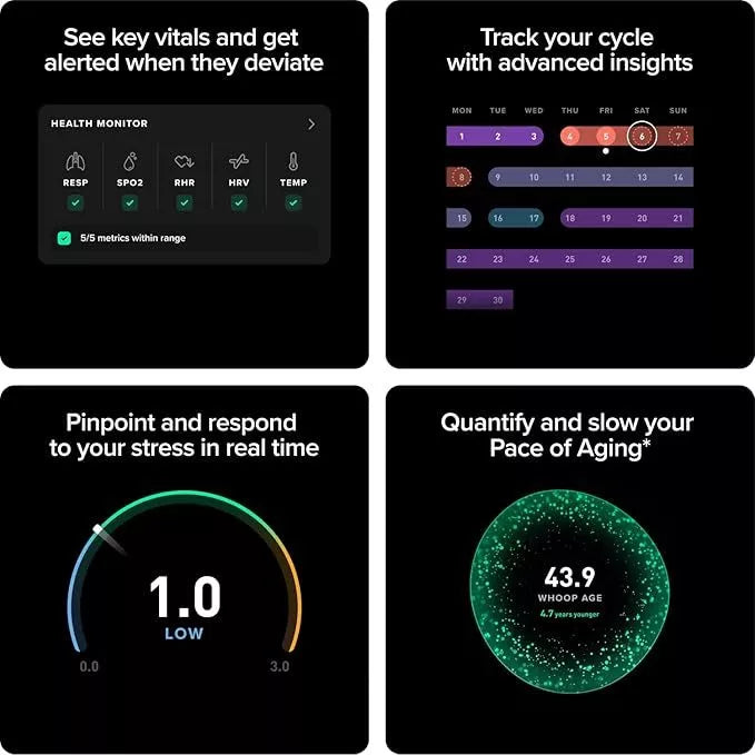 WHOOP 5.0 Peak - Health and Fitness Tracker - 12-Month Membership - Obsidian