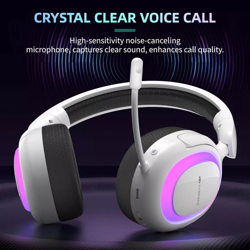 Magegee Aurora Tri-mode RGB Gaming Headset White