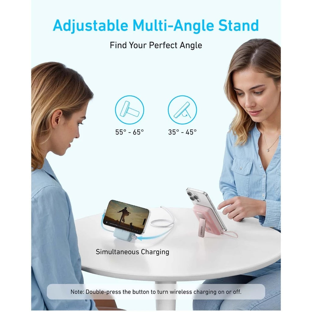 Anker by Zolo Power Bank 30W Wireless Magnetic 10,000mAh Portable Power with Build in Cable