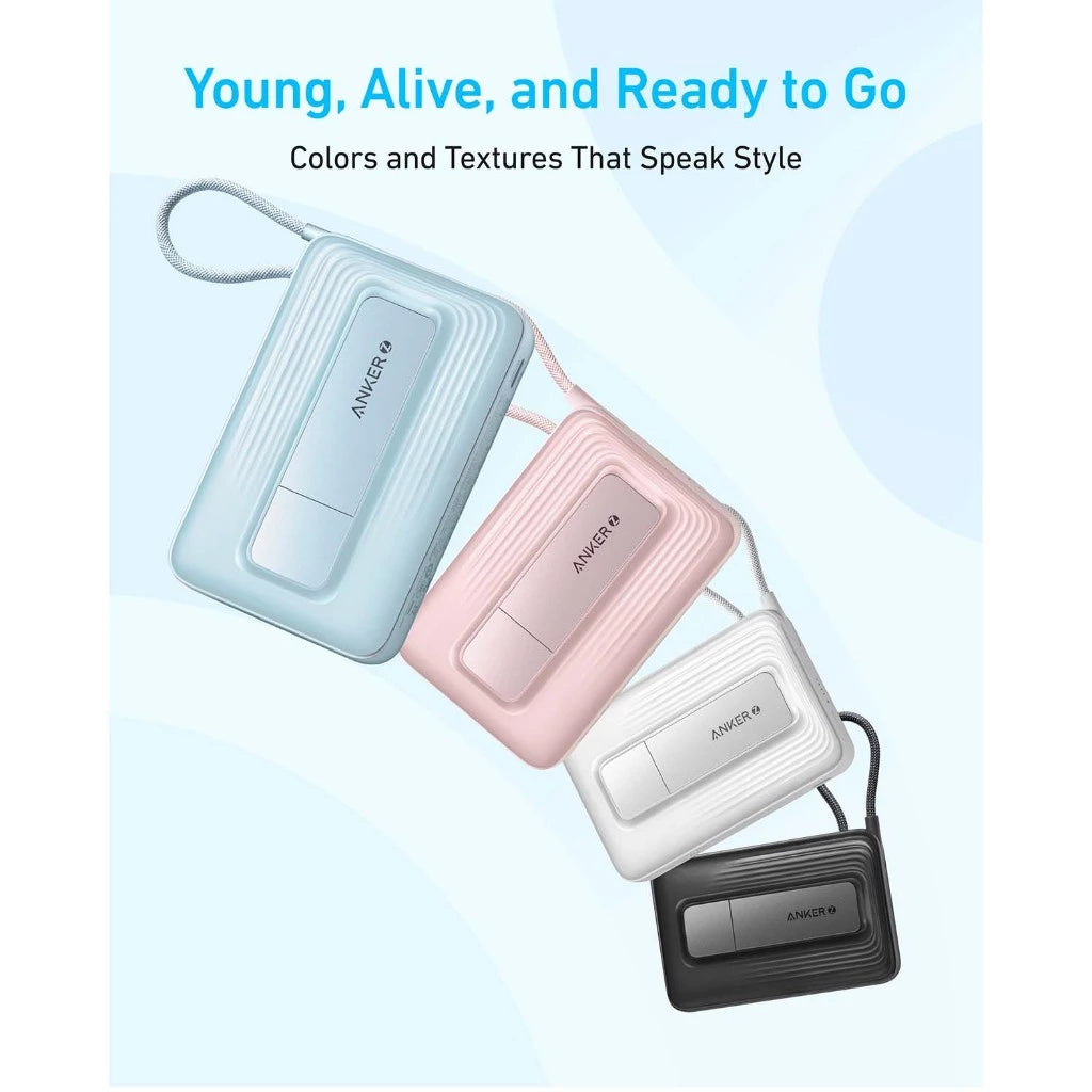 Anker by Zolo Power Bank 30W Wireless Magnetic 10,000mAh Portable Power with Build in Cable