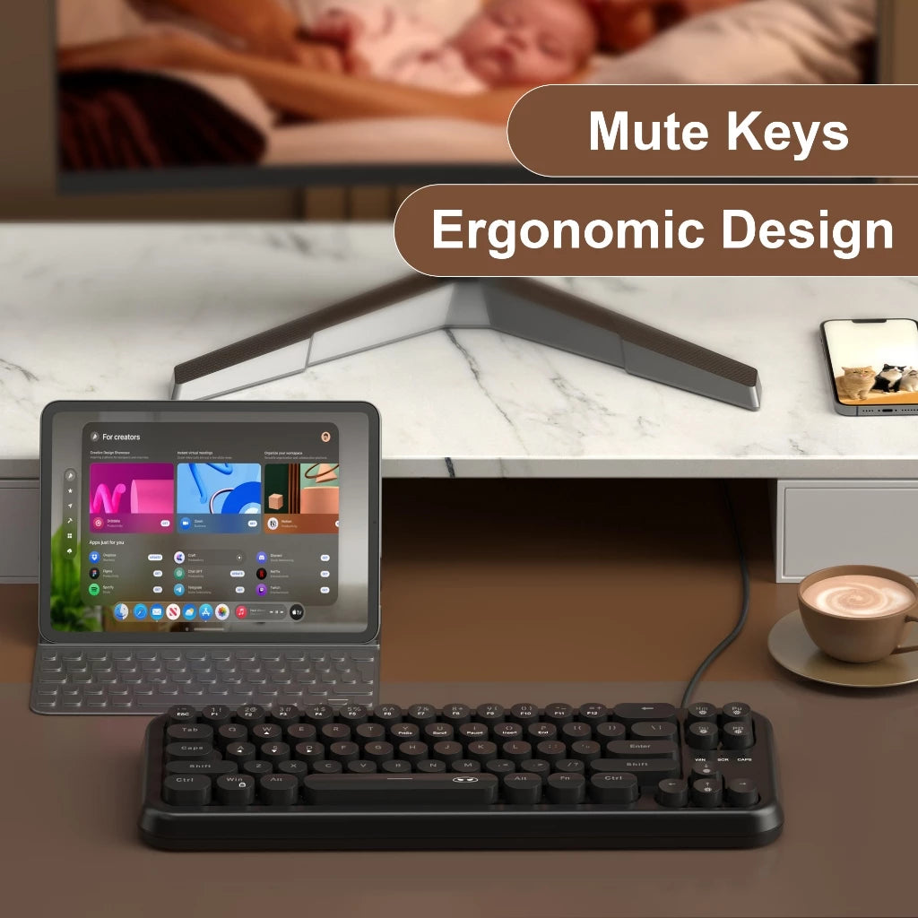 Magegee TS91 68-key 65% layout Round Keys RGB Wired Membrane Keyboard