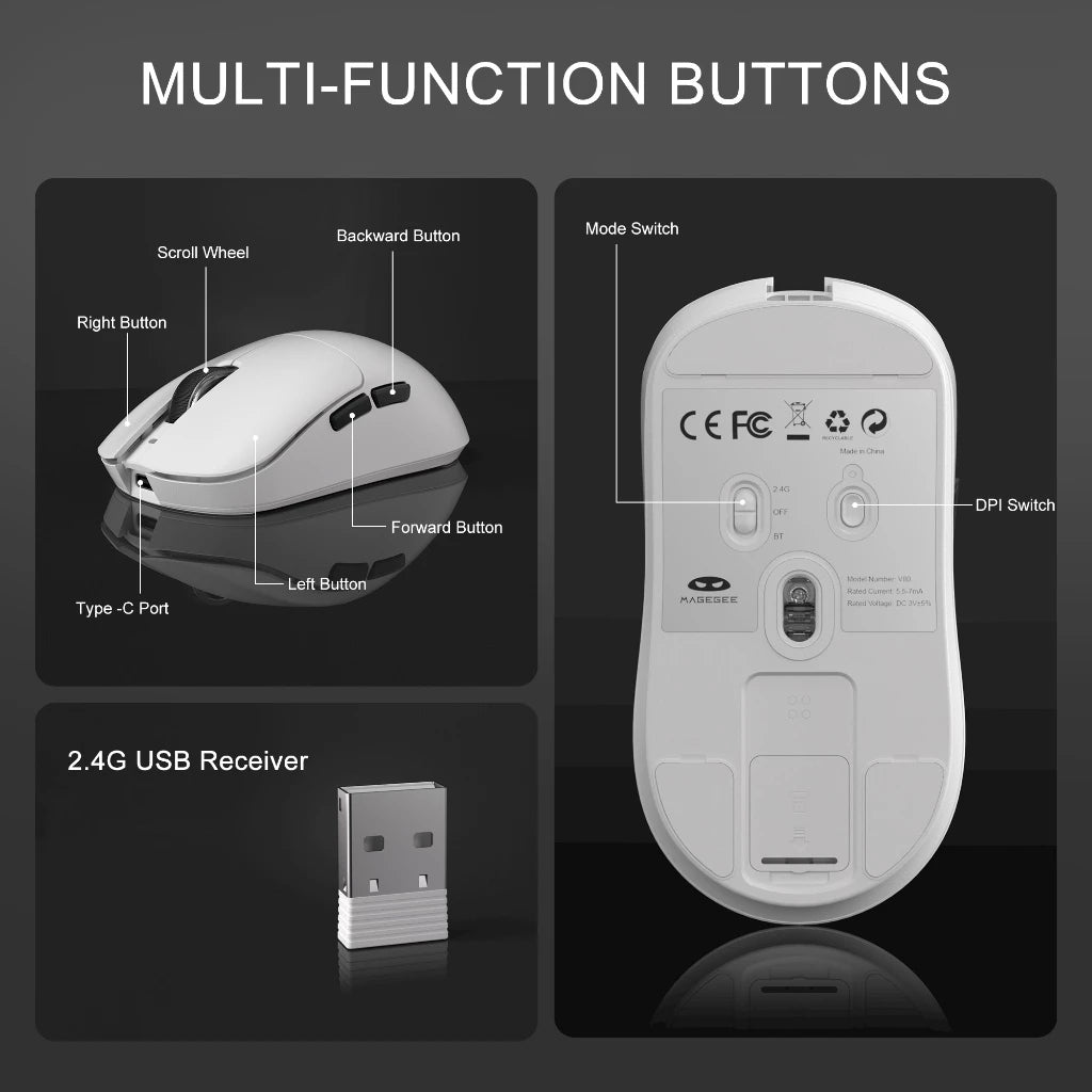 Magegee Scout Wireless Gaming Mouse White