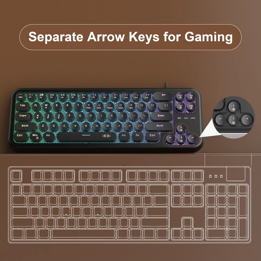 Magegee TS91 68-key 65% layout Round Keys RGB Wired Membrane Keyboard