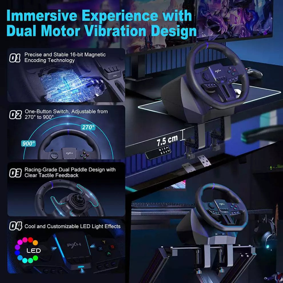 PXN Racing Wheel w/ Pedals PXN-V900 Gen2