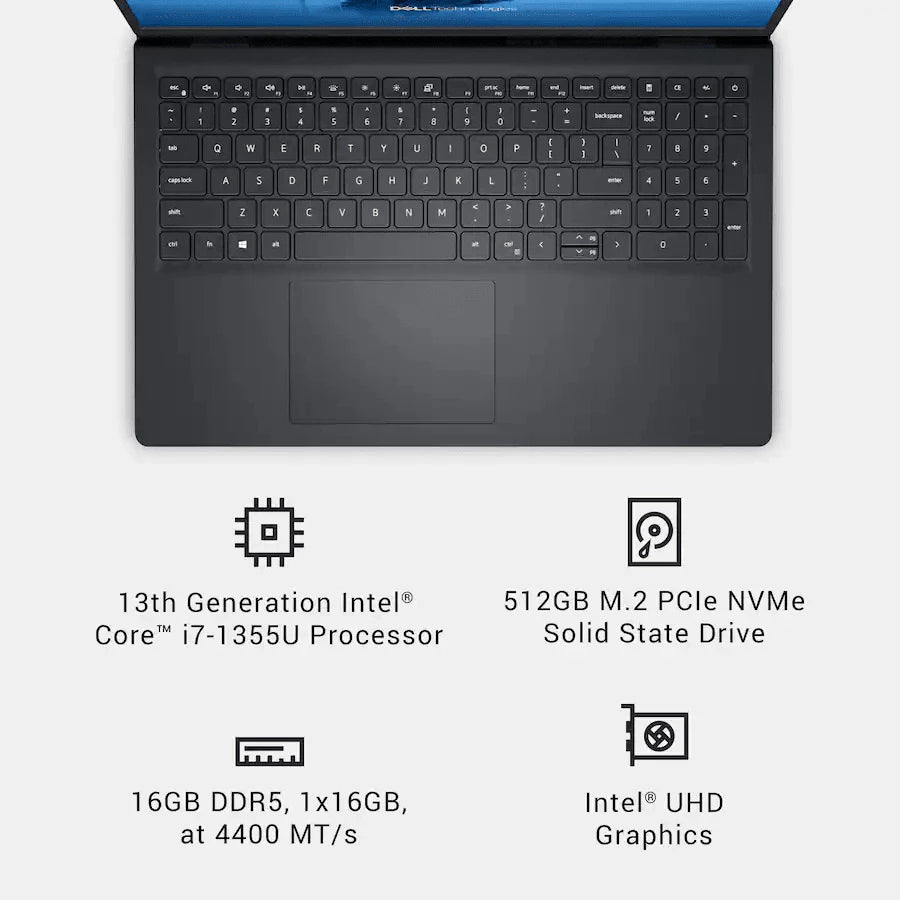 Dell 15.6" 2K Touchscreen Intel Core i7 1355U 16GB DDR5 RAM / 512 GB Intel UHD Graphics Windows 11 Carbon Black LDC15250-7427BLK-PUS
