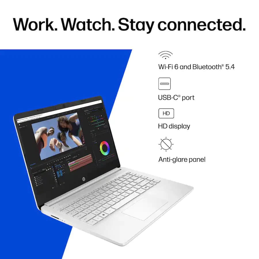 HP 14" HD Laptop Intel N150 Processor 4GB LPDDR5 RAM / 128GB UFS Intel Graphics Windows 11 Home Natural Silver 14-dq6101dx