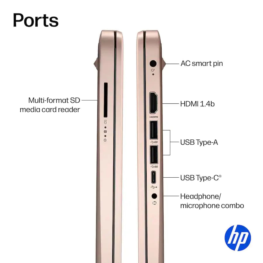 HP 14" HD Laptop Intel N150 Processor 4GB RAM / 128GB UFS Intel Graphics Windows 11 home Pale Rose Gold 14-dq6105dx