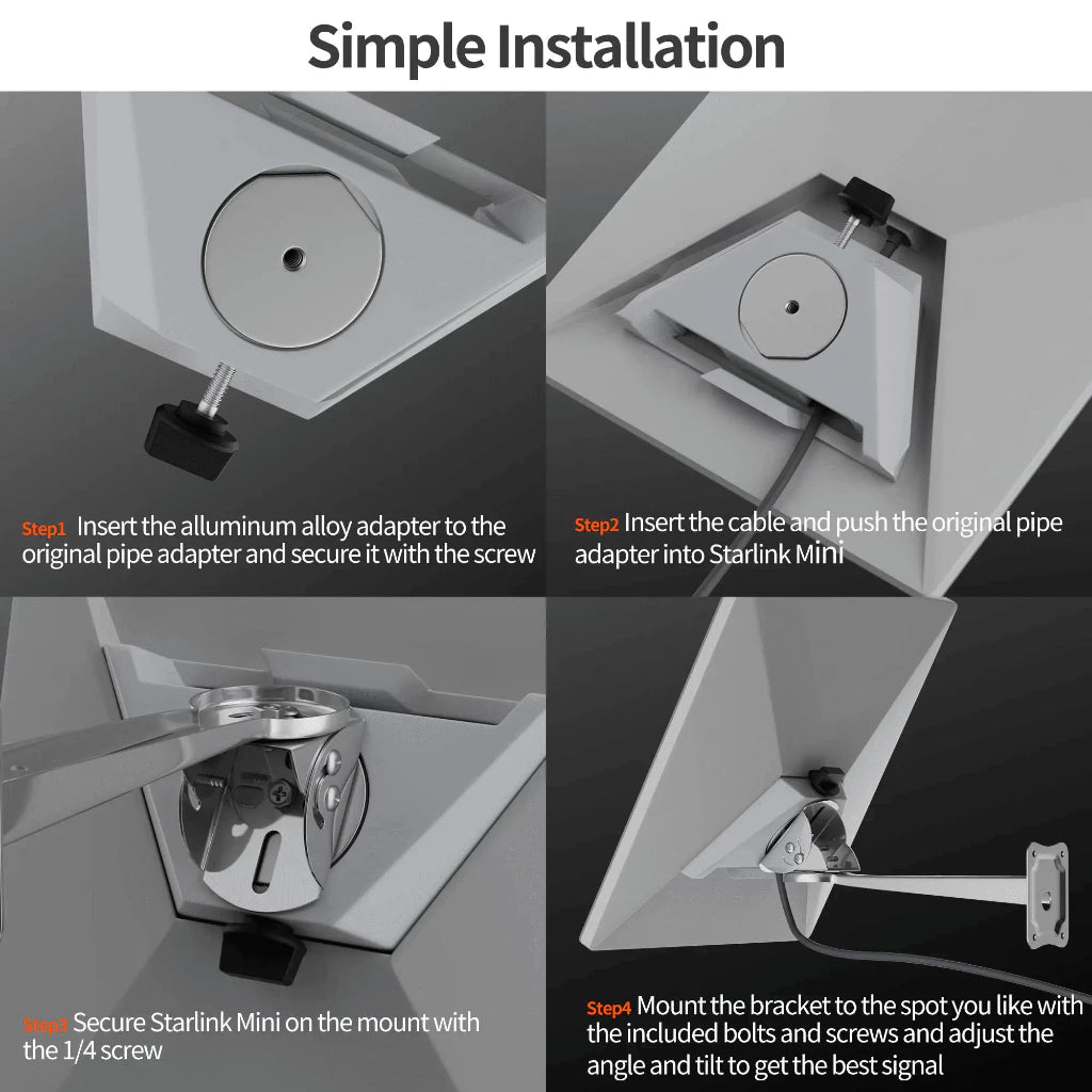 DAIER Starlink Mini Pole Clamp Mount Kit, with new aluminum block (MINI-BR1-2025) (OTH20764)