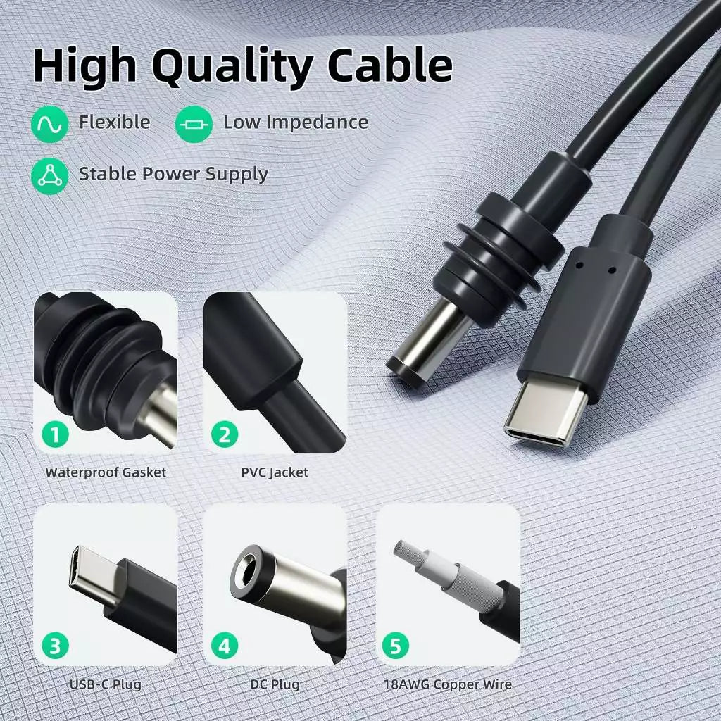DAIER Starlink Mini Type C Power Cable 5 meters 100W USB Type-C Support PD 65W MINI-Type C-5M (OTH20472)
