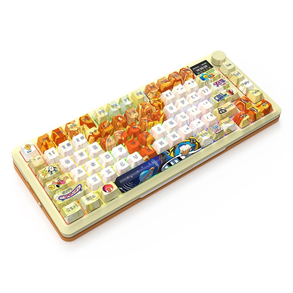 Redragon K708GF RGB Flekact PRO 81 Keys 75% w/ LCD Screen Display Doddle Style Edition