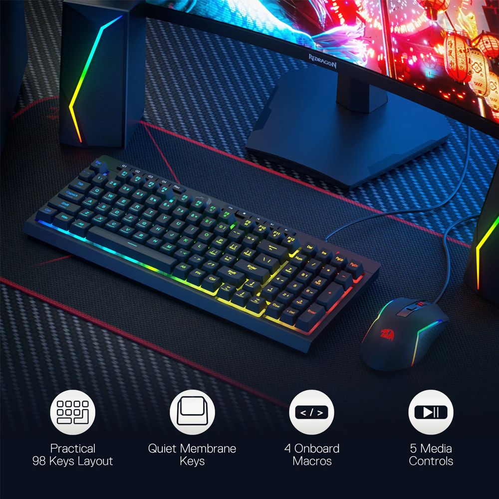 Redragon S141 RYLO Combo Wired Gaming Keyboard & Mouse Bundle