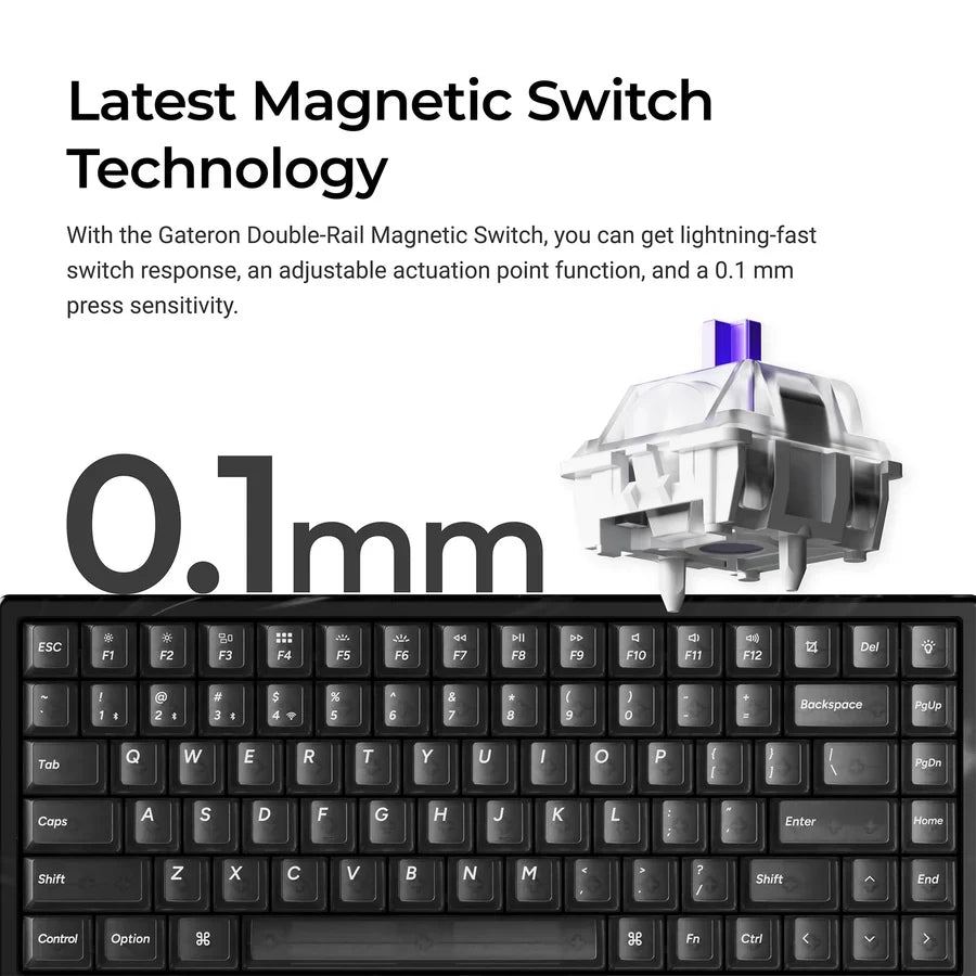 Keychron K2 HE 75% Wireless Hot-Swappable RGB Magnetic Switch Custom Keyboard (Gateron Double-Rail Magnetic Nebula Switch)