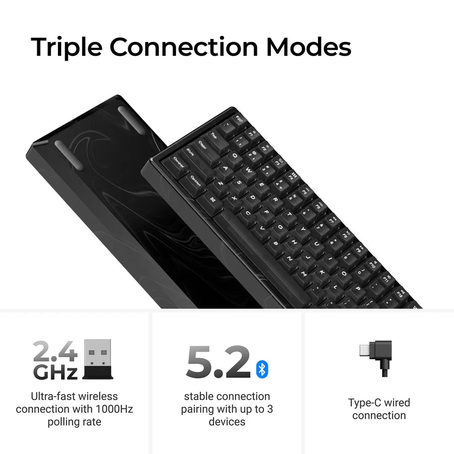 Keychron K2 HE 75% Wireless Hot-Swappable RGB Magnetic Switch Custom Keyboard (Gateron Double-Rail Magnetic Nebula Switch)