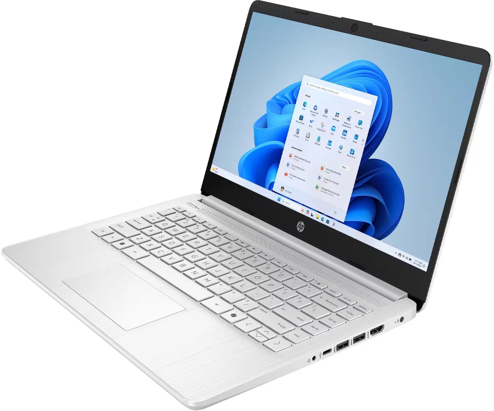 HP 14" HD Laptop Intel N150 Processor 4GB LPDDR5 RAM / 128GB UFS Intel Graphics Windows 11 Home Natural Silver 14-dq6101dx