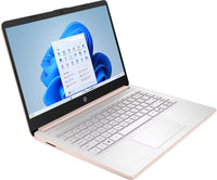HP 14" HD Laptop Intel N150 Processor 4GB RAM / 128GB UFS Intel Graphics Windows 11 home Pale Rose Gold 14-dq6105dx