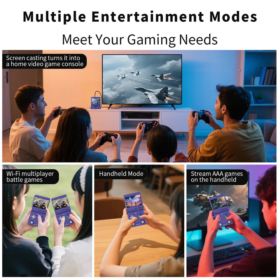 Anbernic RG 34XXSP Portable Foldable Retro Handheld Linux 64-bit Game Console 3.4" H700 Quad-Core  w/ 64GB Game Card