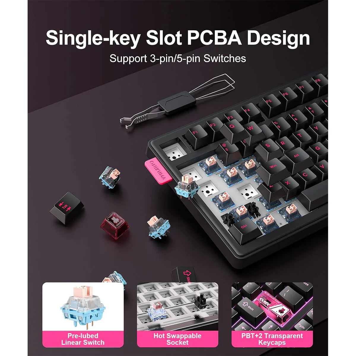 Onikuma MT706 Tri-Mode RGB 81 Keys Mechanical Keyboard