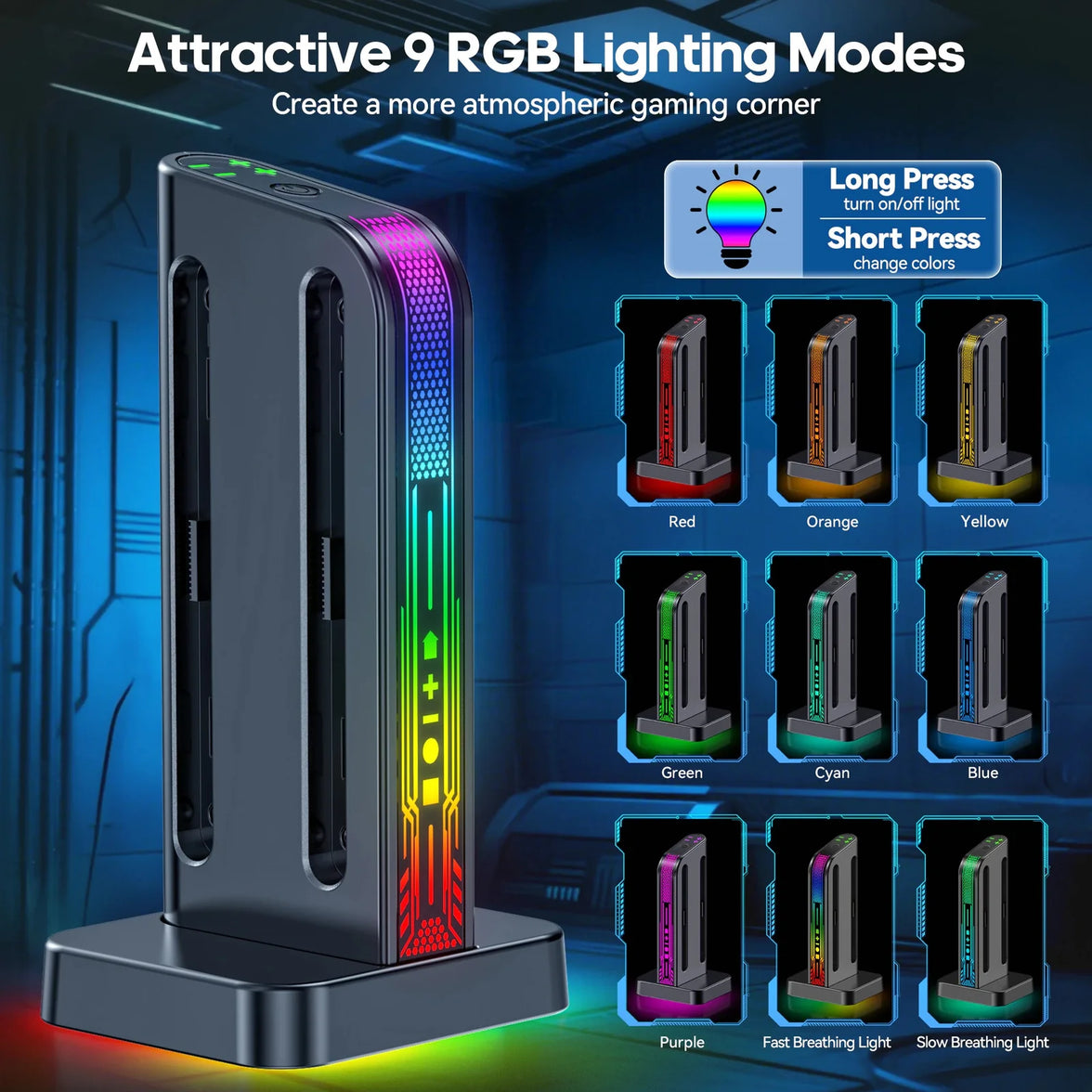 OIVO Standing RGB Charging Dock for Nintendo Switch 2 (Black) (IV-SW207)