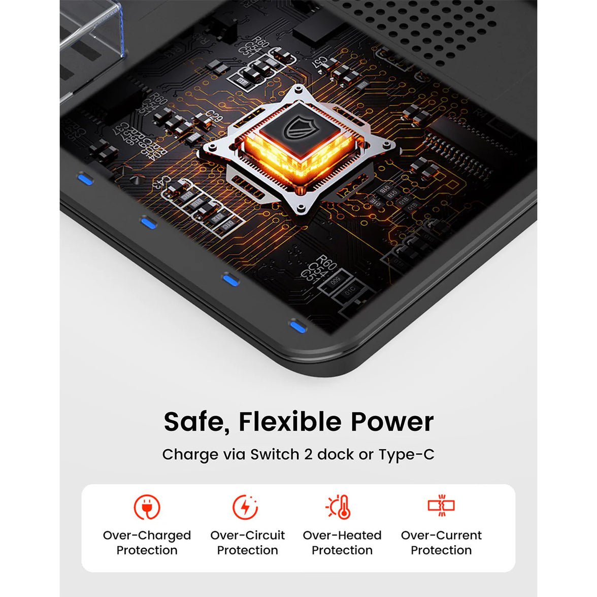 Transnovo Multi-Function RGB Light Charging Dock Station for Nintendo Switch 2 4 Joy-Con Controllers with Cooling Fan and 9 Game Card Slots NS2-CG04