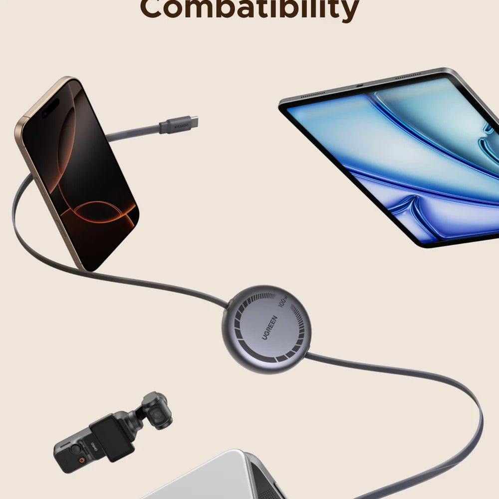 Ugreen Nexode USB-C to USB-C 100W PD Fast Charging Retractable Cable - 1m (L531/65905)