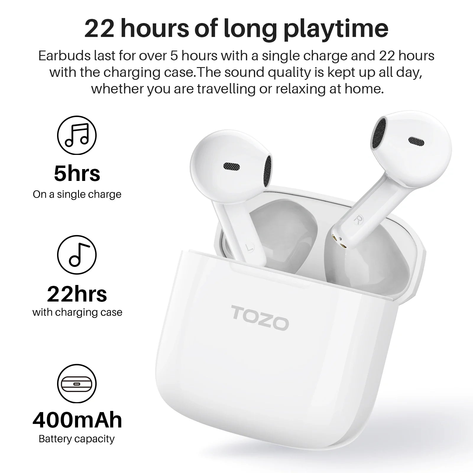 TOZO A3 Pro Earbuds White