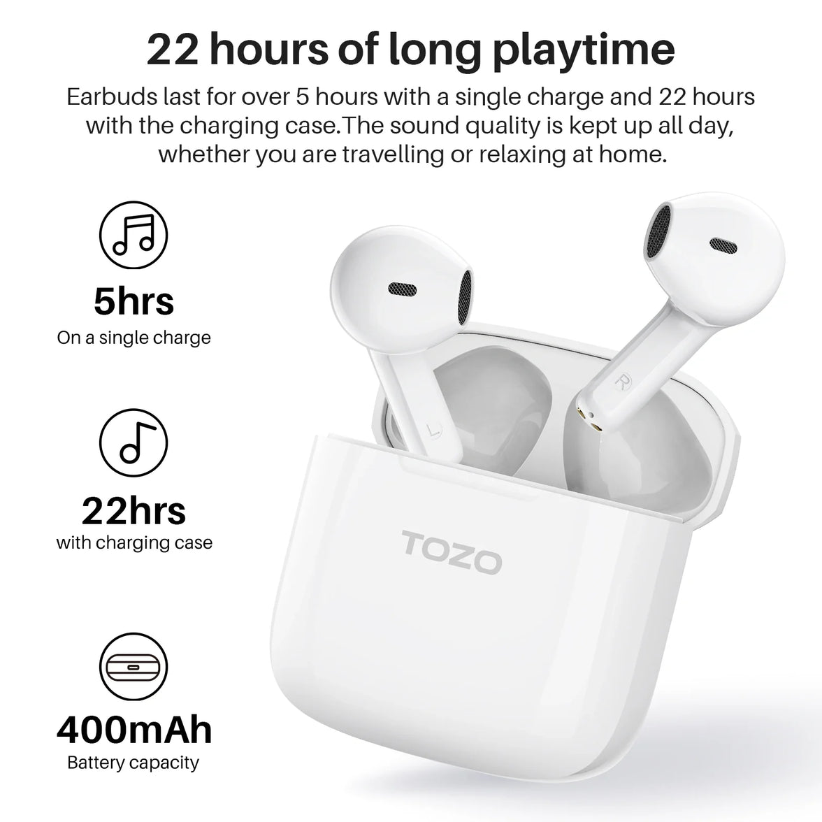 TOZO A3 Pro Earbuds White