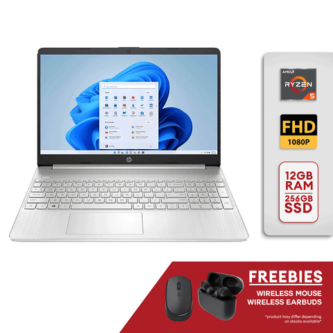 HP 15-ef2013dx 15.6" FHD Laptop - AMD Ryzen 5 5500U | AMD Radeon | 12GB DDR4 RAM | 256GB SSD WIn11 - Silver