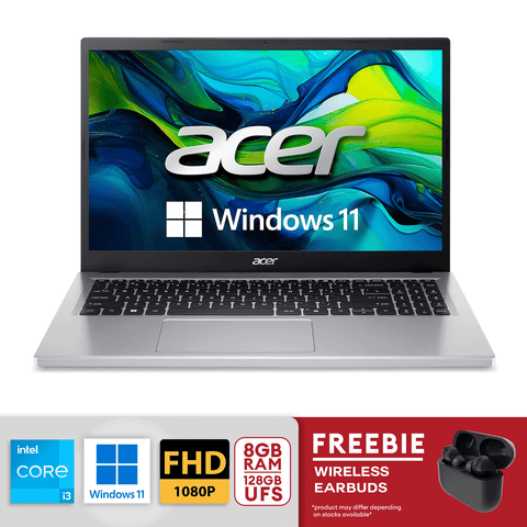 Acer Aspire Go 15 15.6" FHD Slim Laptop i3-N305 8GB /128GB UFS Win11 Pure Silver AG15-31P-3947