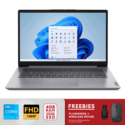 Lenovo Laptop 2022 IdeaPad 1 14 HD Intel Core i3-1215U 4GB RAM 128GB SSD Win11 82QC003VUS [Cloud Grey]