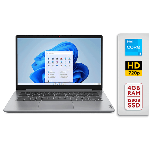 Lenovo Laptop 2022 IdeaPad 1 14 HD Intel Core i3-1215U 4GB RAM 128GB SSD Win11 82QC003VUS [Cloud Grey]