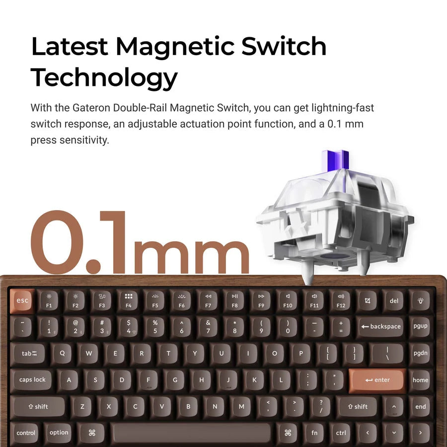 Keychron K2 HE 75% Wireless Hot-Swappable RGB Magnetic Switch Custom Keyboard (Gateron Double-Rail Magnetic Nebula Switch)