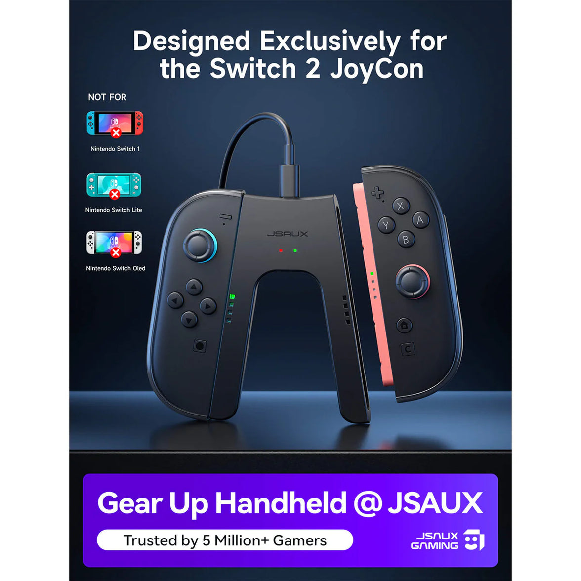 JSAUX JoyVerse Dual Grip for Nintendo Switch 2 Joy-Con (Black) GP0401