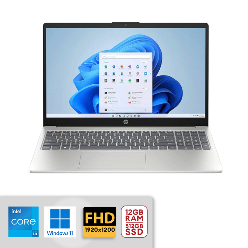 HP 15.6" FHD IPS Notebook Intel Core i5-1334U 12GB DDR4 RAM 512GB SSD Intel Iris Xe Graphics 15-fd0684nr Win11 Natural Silver