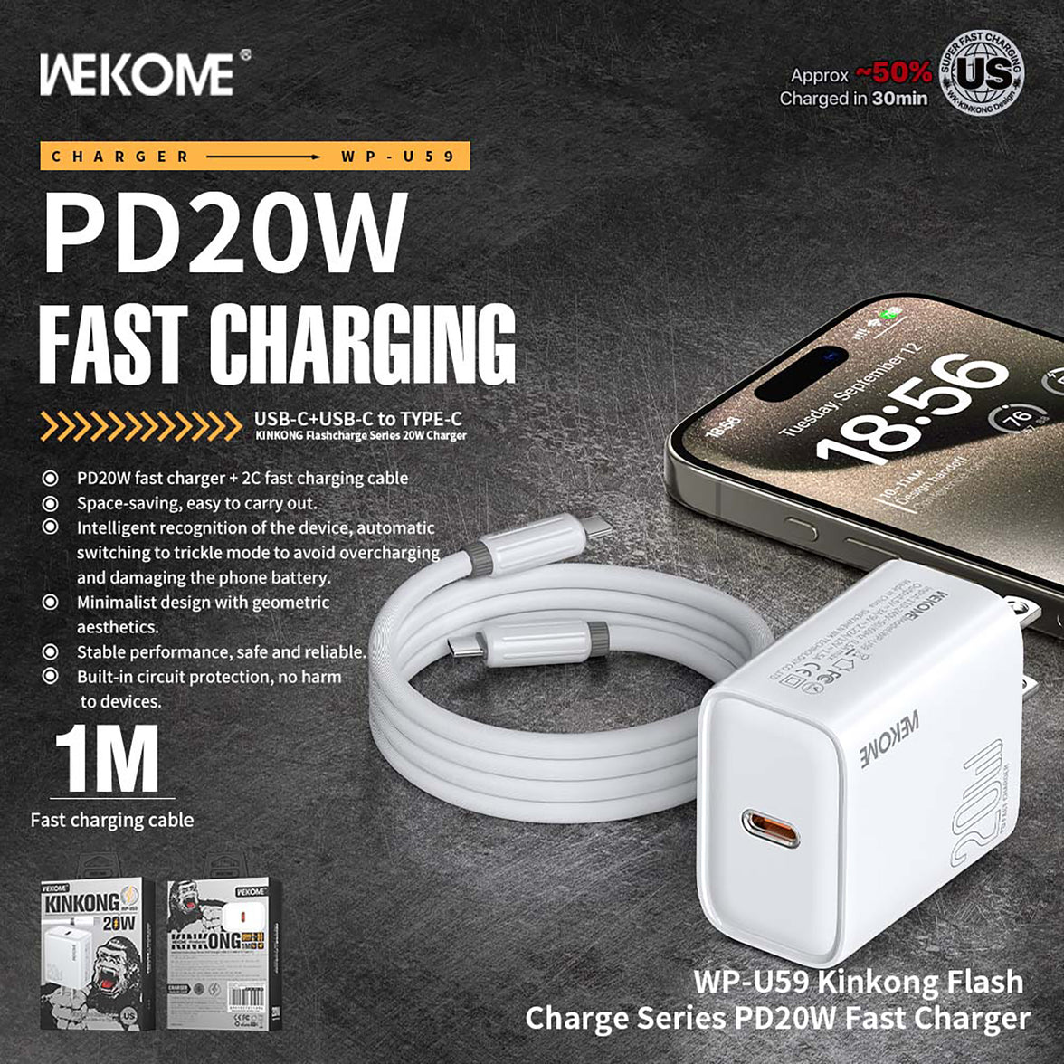 WEKOME Fast Charger PD 20W with Cable - WP-U59