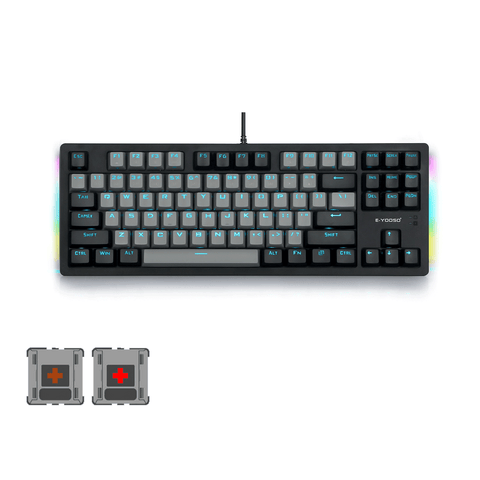 E- Yooso K620 87 keys RGB Side Lit and LED Backlit Mechanical Gaming Keyboard [Grey/Black]
