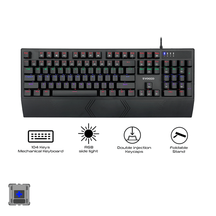 E-Yooso K-662 Rainbow Light 104 Keys Wired Mechanical Keyboard [Black]
