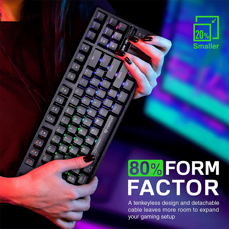 Vertux VertuPro-80 HyperSpeed Tenkeyless Mechanical Keyboard - GameXtremePH