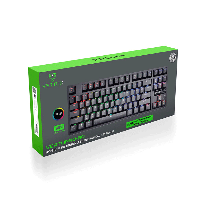 Vertux VertuPro-80 HyperSpeed Tenkeyless Mechanical Keyboard - GameXtremePH