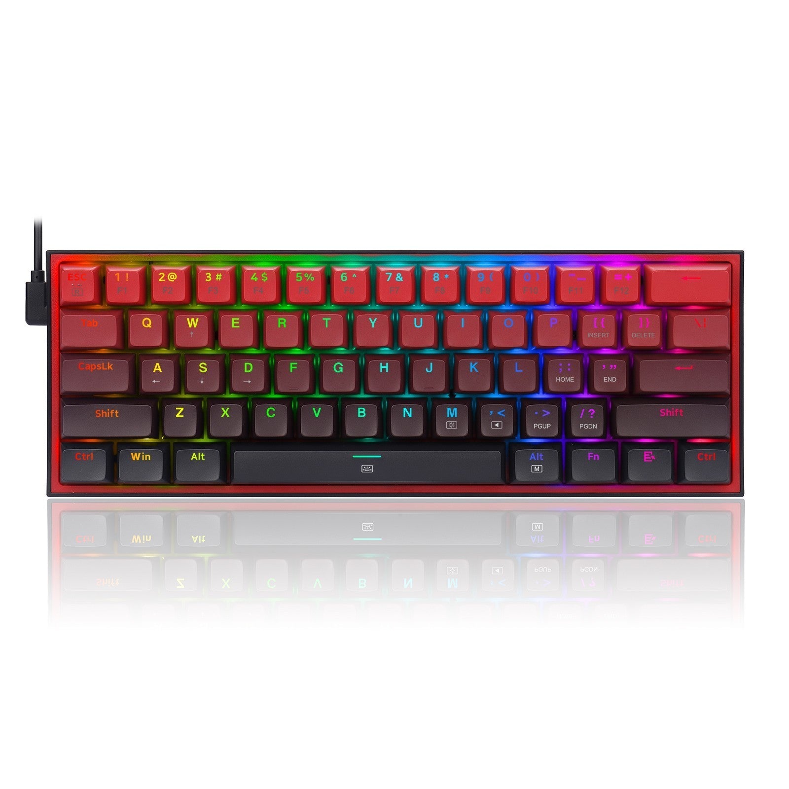 Redragon Fizz RGB 61 Keys Mechanical Gaming Keyboard Red Blue Switch ...