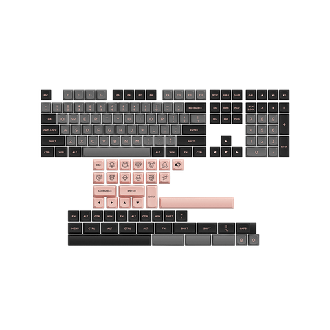 AKKO Black & Pink PBT Keycaps Set ASA Low Profile 155 Keys