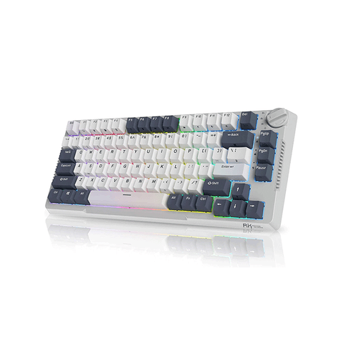 Royal Kludge RKH81 Tri-Mode RGB 81 Keys Hot Swappable Mechanical Keyboard White Night Sky Cyan Switch