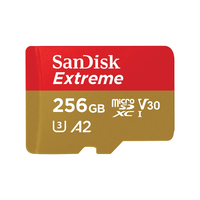 SanDisk Extreme 256GB MicroSDXC UHS-I Memory Card Up to 190MB/s, C10, U3, V30, 4K, 5K, A2, Micro SD Card - SDSQXAV