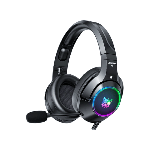 ONIKUMA K9 Black Gaming Headset with Mic and Noise Canceling Gaming Headphone with Microphone & Surround Sound, RGB LED Light