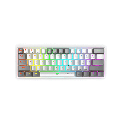 E-Yooso K260 87keys RGB Side Lit and LED Backlit Mechanical Gaming Keyboard [White Grey] [Blue Switch]