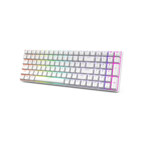Royal Kludge RK100 Tri Mode RGB 100 Keys Hot Swappable Mechanical Keyboard White Brown Switch