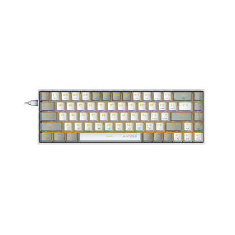 E-Yooso Z-686 68Keys Single Light 65% Mechanical Gaming Keyboard [Grey/White] [Red Switches]
