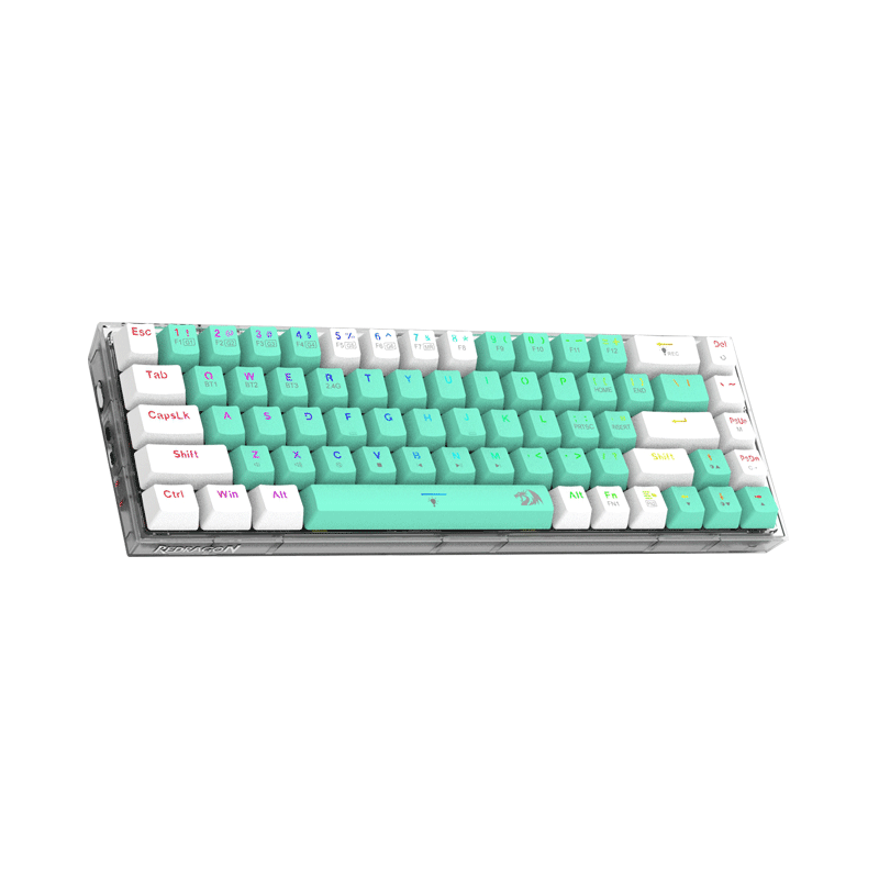Redragon Castor Pro Tri Mode RGB 68 Keys Mechanical Keyboard Green-White Yellow Switch (K631RGB-PRO-GW)
