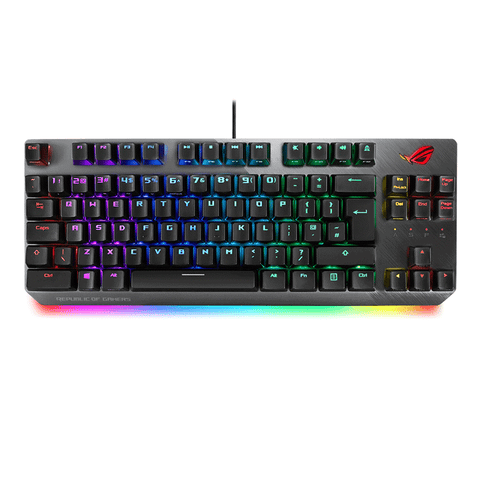 ASUS ROG Strix Scope TKL wired mechanical RGB gaming keyboard for FPS games, with Cherry MX switches